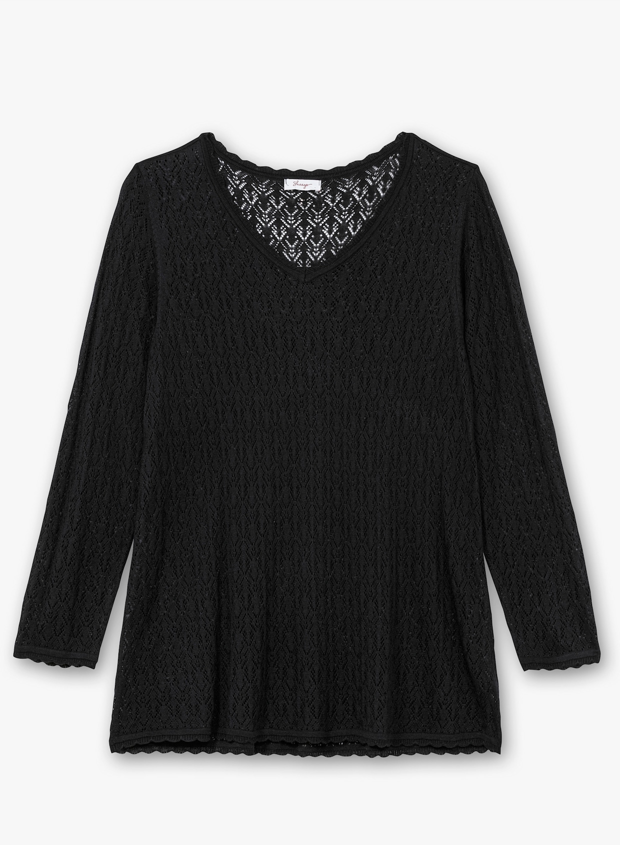 sheego Ajourpullover - schwarz