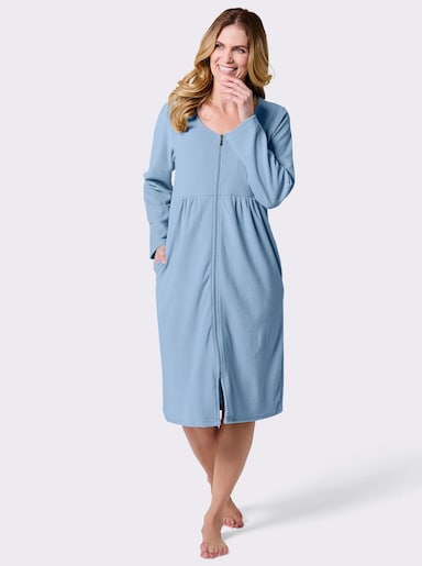 feel good Damenbademantel mit Reißverschluss - eisblau