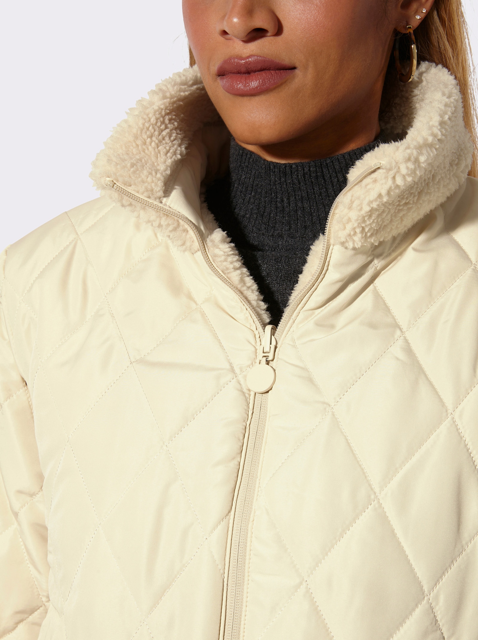 Wendejacke mit Stepp- und Teddyfleece-Seite - champagner