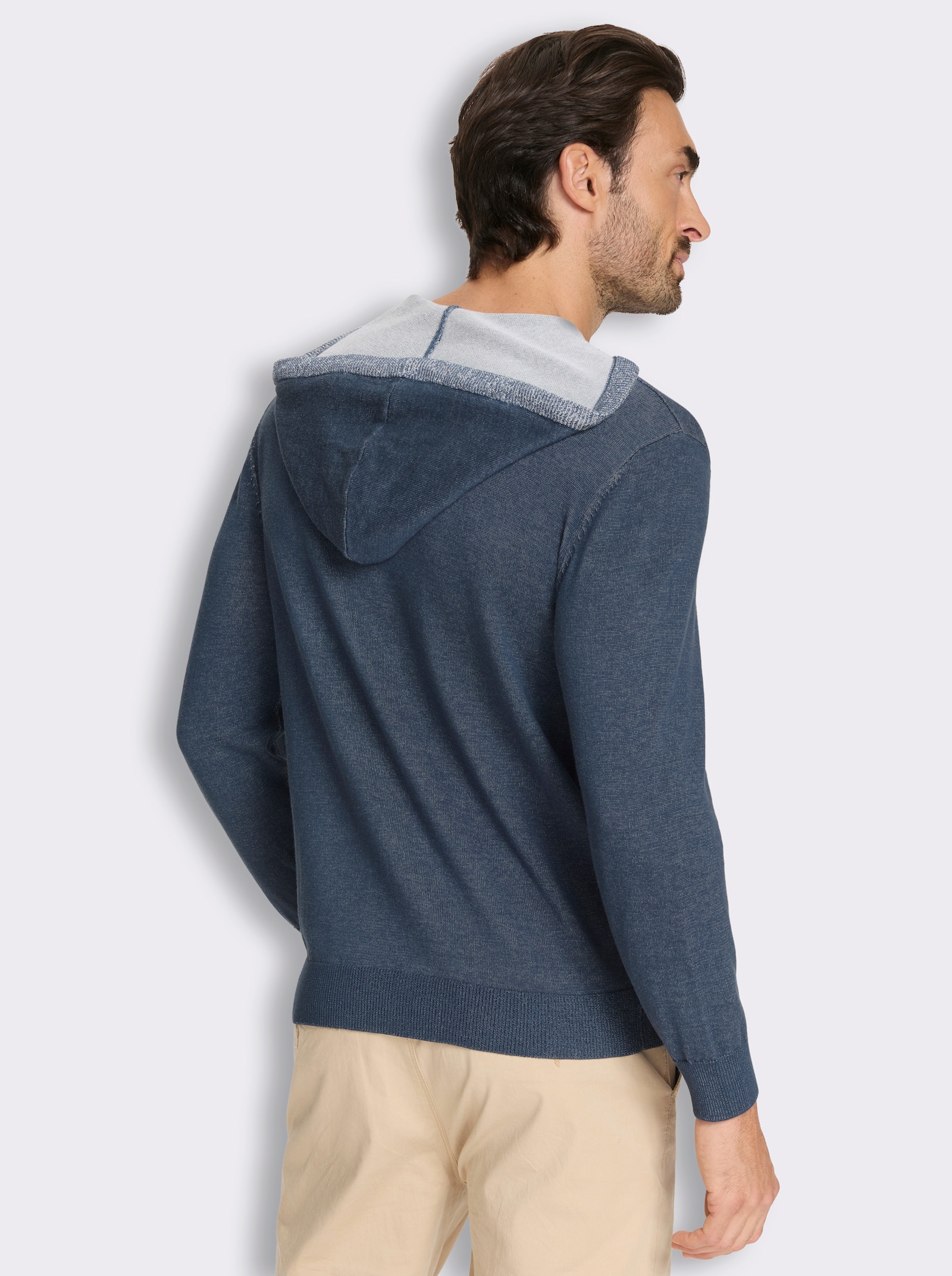 Marco Donati Kapuzenpullover mit 50% Baumwolle, meliert - dunkelblau