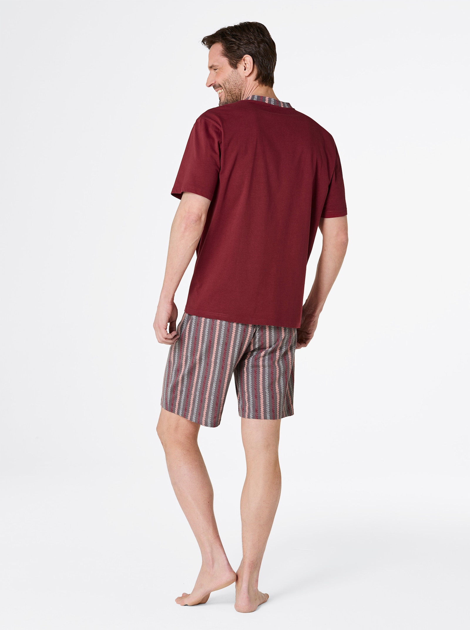 wäschepur men Shortys - dunkelrot + dunkelrot-anthrazit-bedruckt