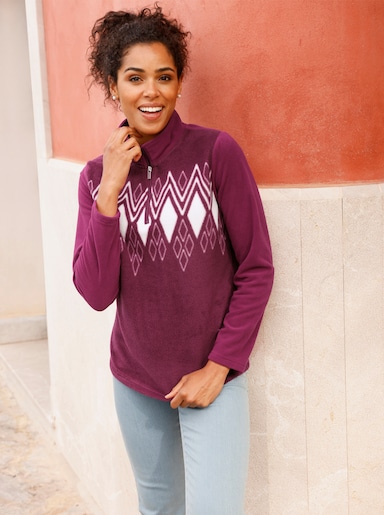 Fleeceshirt mit Norwegermuster - malve-ecru