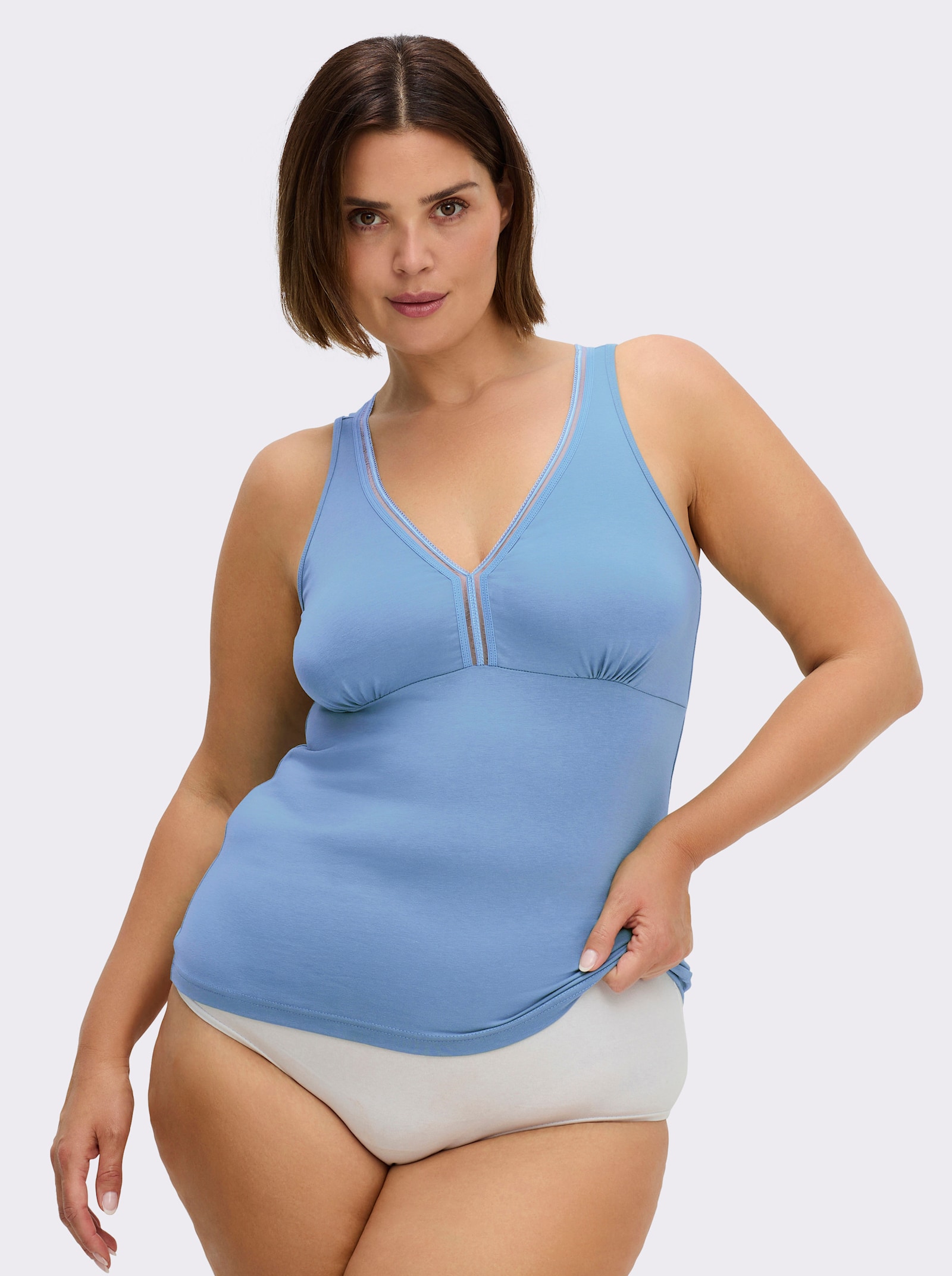 wäschepur BH-Hemd mit elastischem Zierband - himmelblau