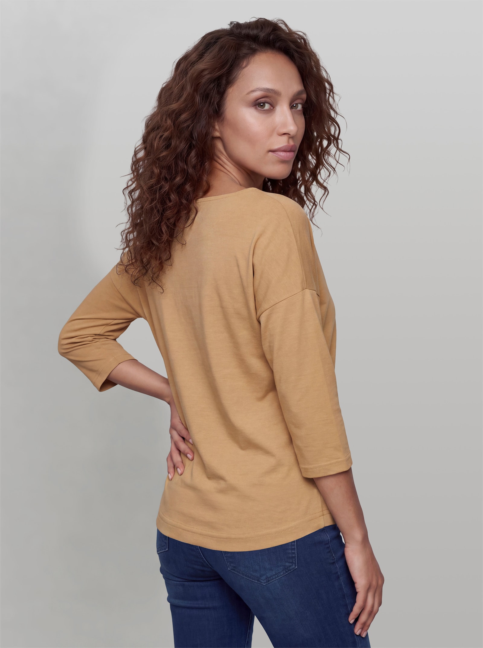 heine 3/4-Arm-Shirt mit Leinen - camel