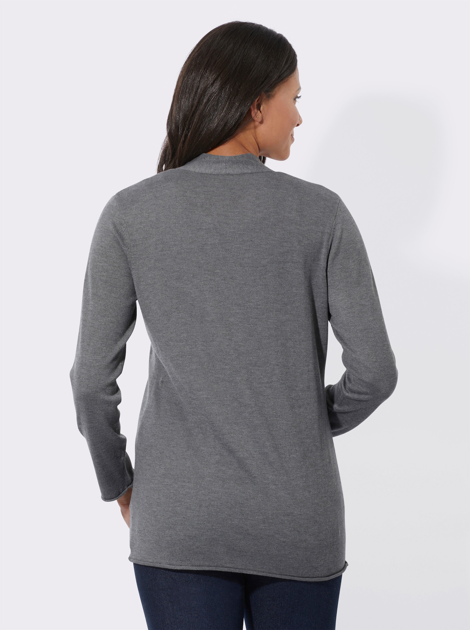 Strickjacke mit 5% Kaschmir - grau-meliert