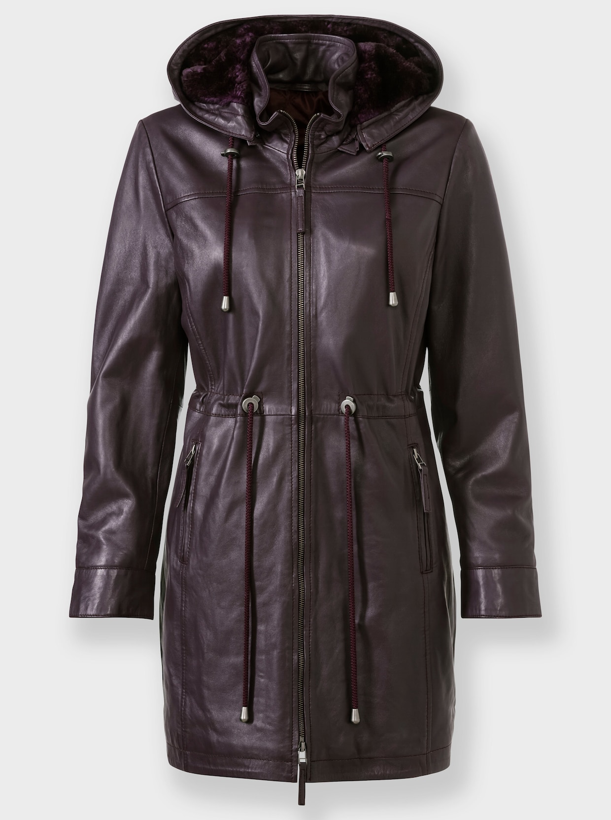 Mainpol Leder-Jacke - aubergine