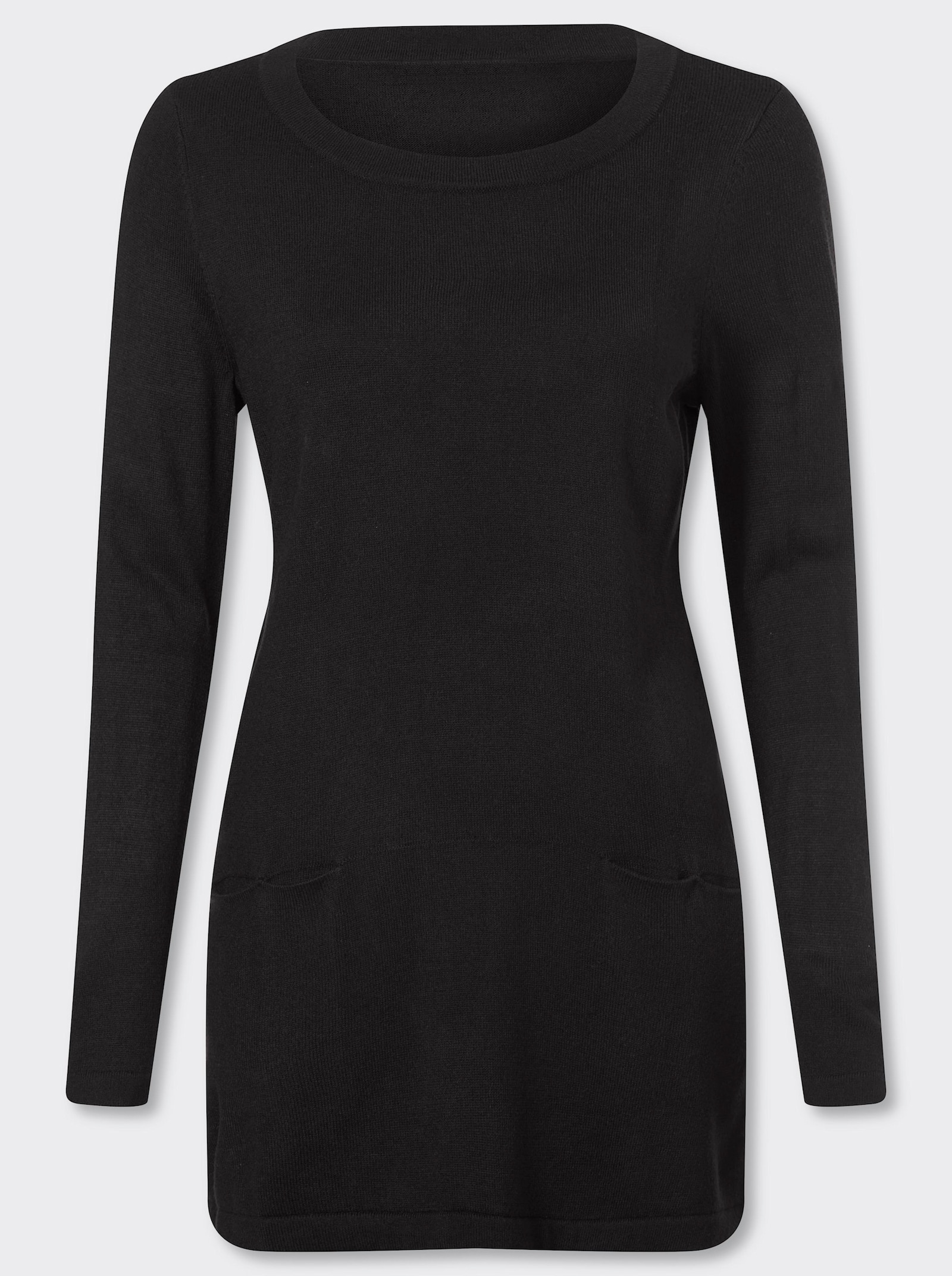 Longpullover in leichter A-Form - schwarz