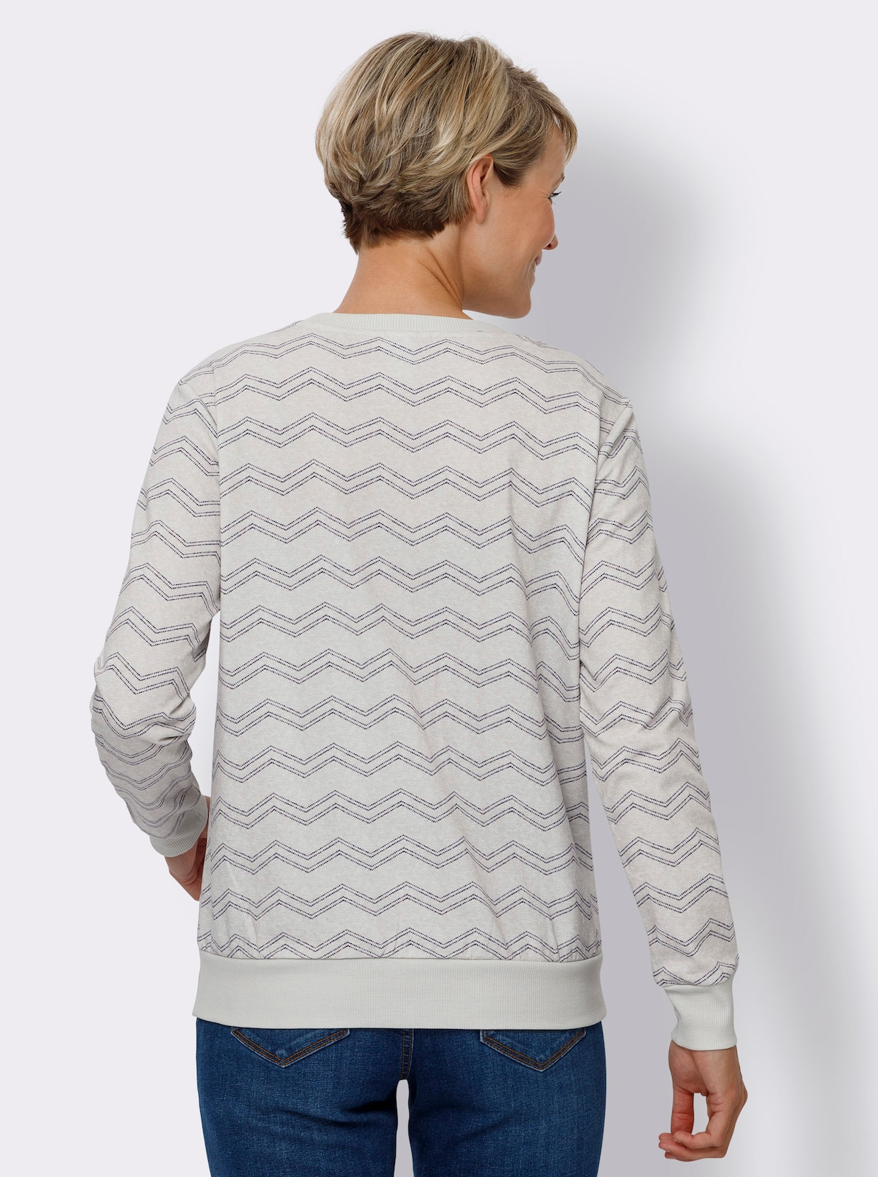 Sweatshirt - ljusgrå-marin-tryck
