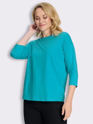 3/4-Arm-Shirt in Baumwoll-Qualität - türkis