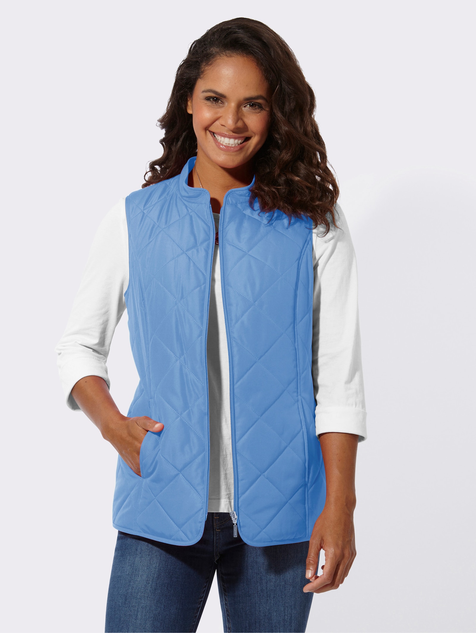 Steppweste mit Wiener Nähten - himmelblau