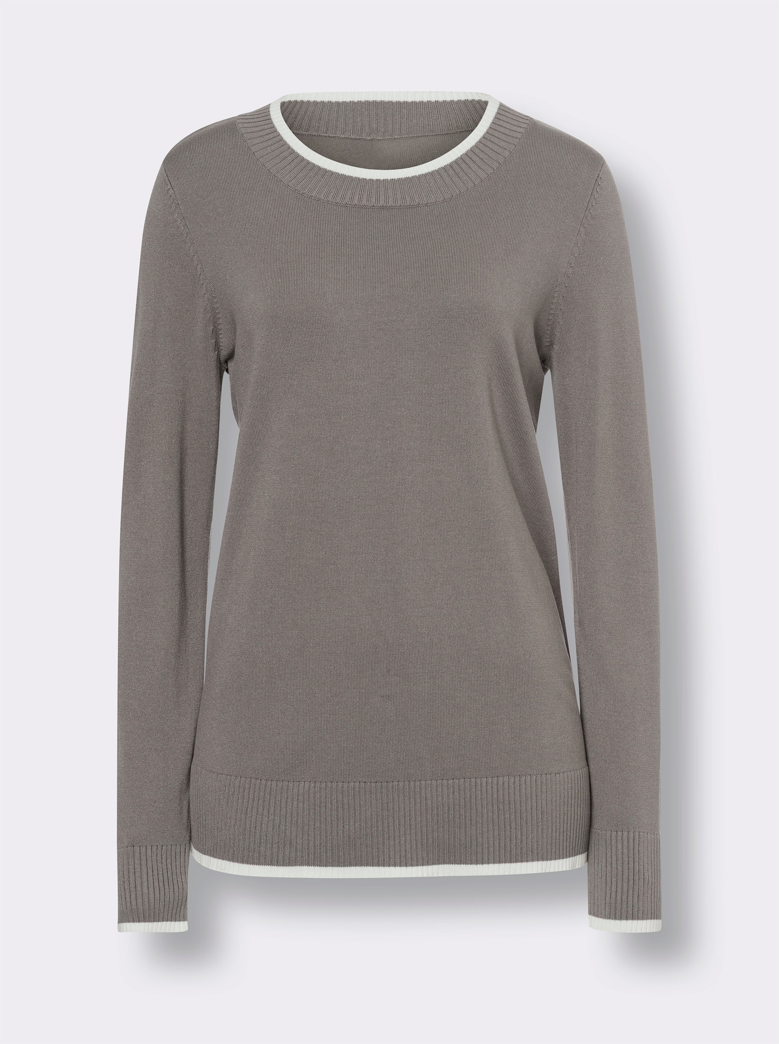 heine Pulóver, jemný úplet, kontrastný lem - sivá