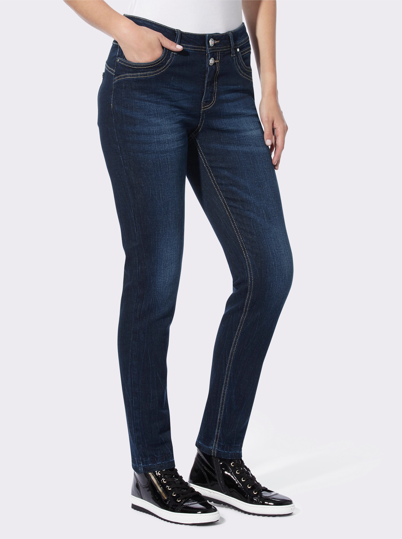heine Jeans 2-knoopssluiting - darkblue stone-washed