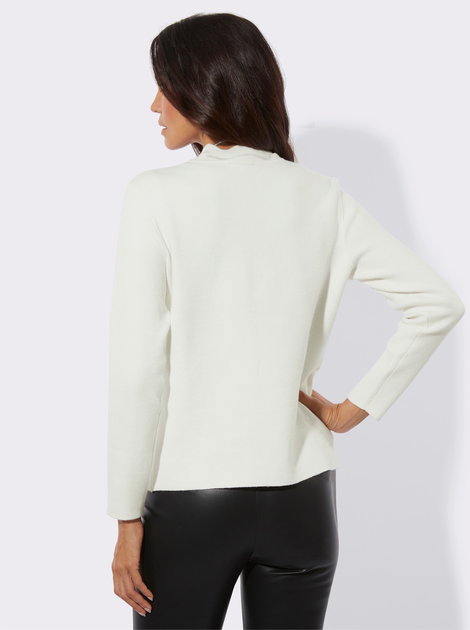 Veste en tricot avec empiècement en résille - écru