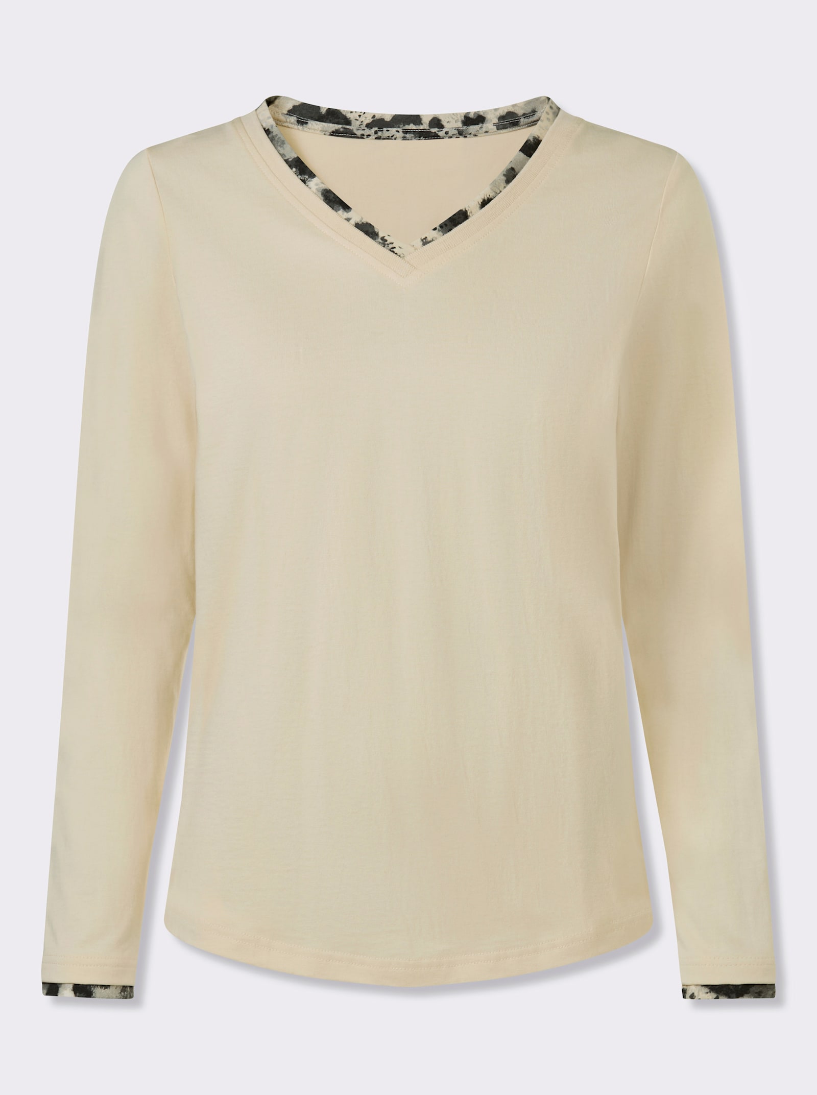heine Langarmshirt mit Animalprint-Details - sand