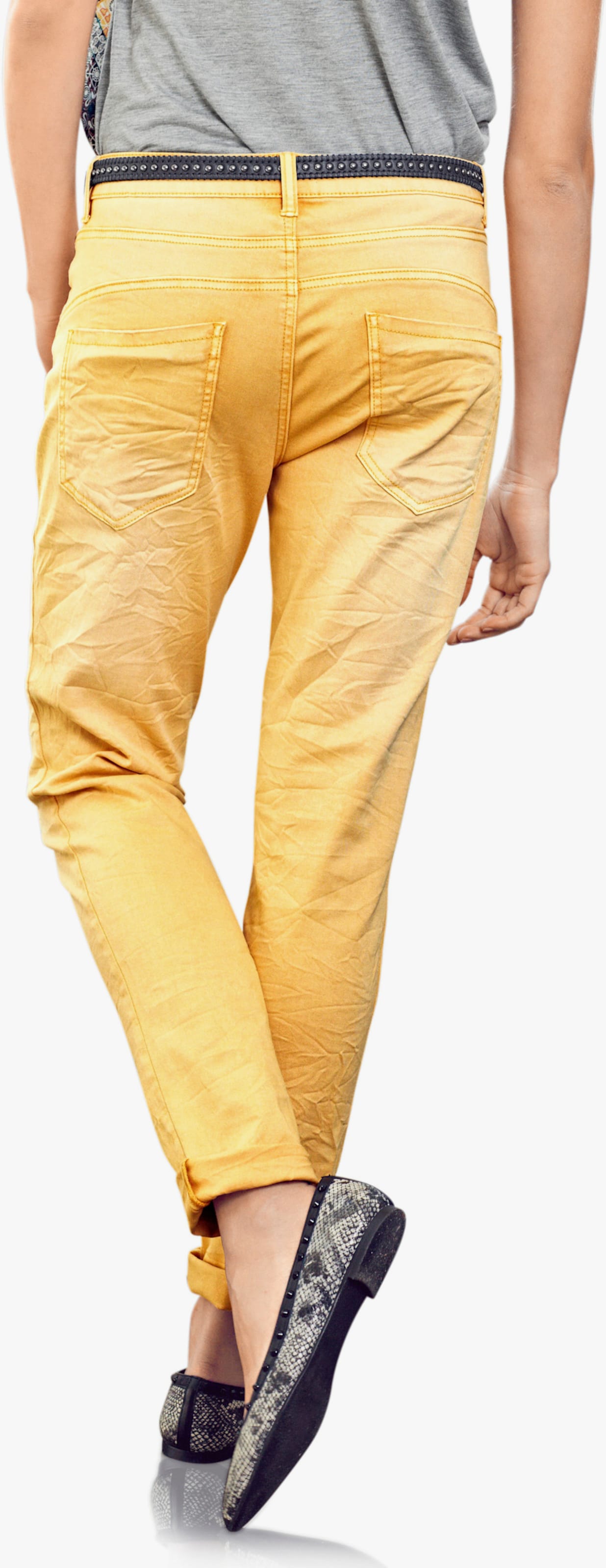 heine Boyfriend-Hose im modischen Used-Look - mais