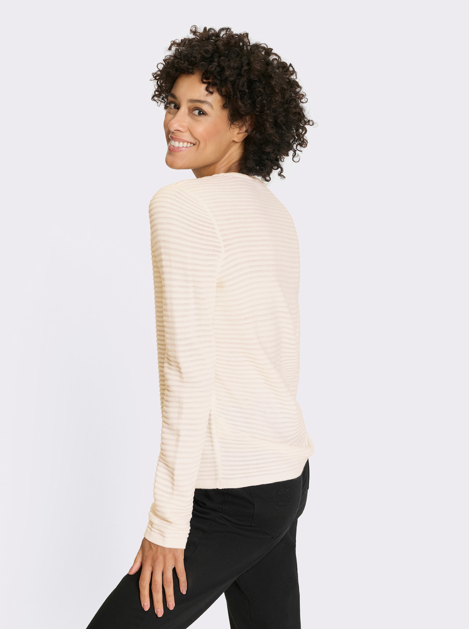 Svetr s dlouhým rukávem s žebrováním - ecru