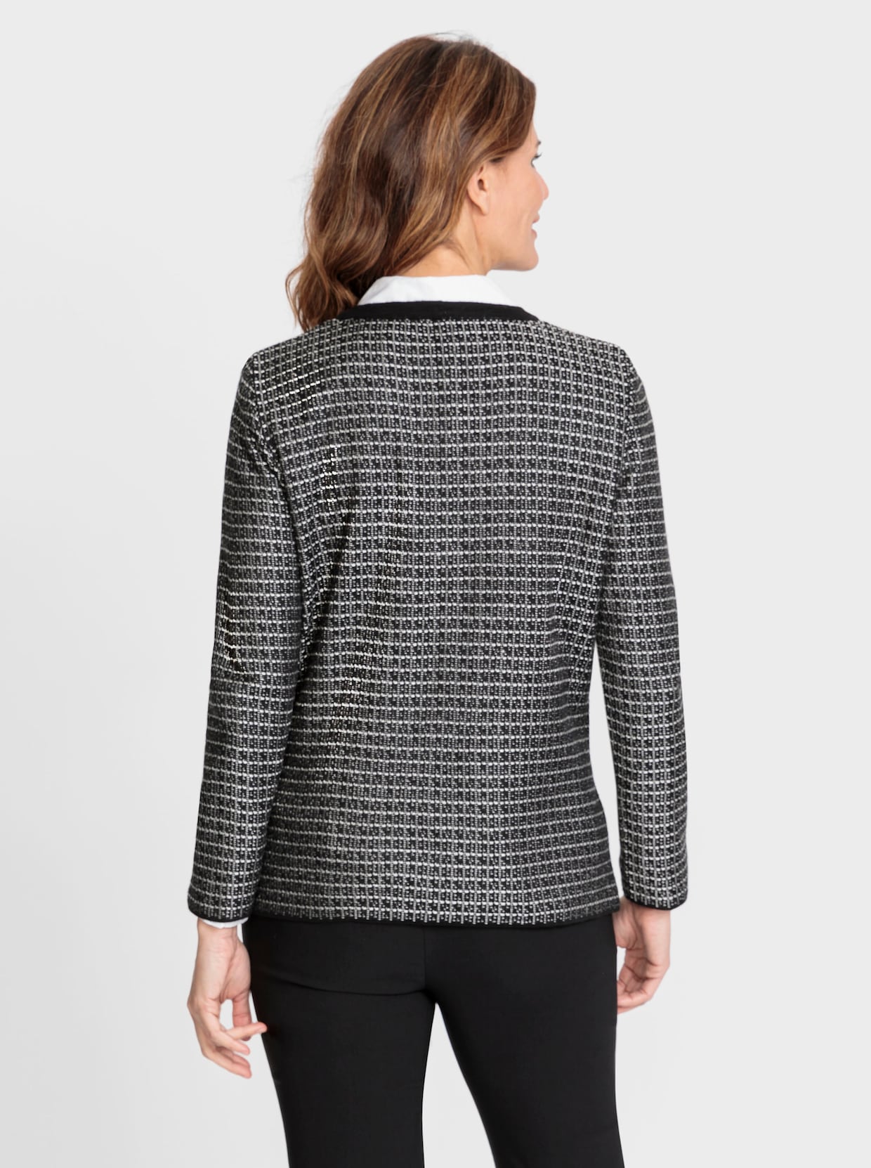 Jacquardvest - zwart/ecru gedessineerd