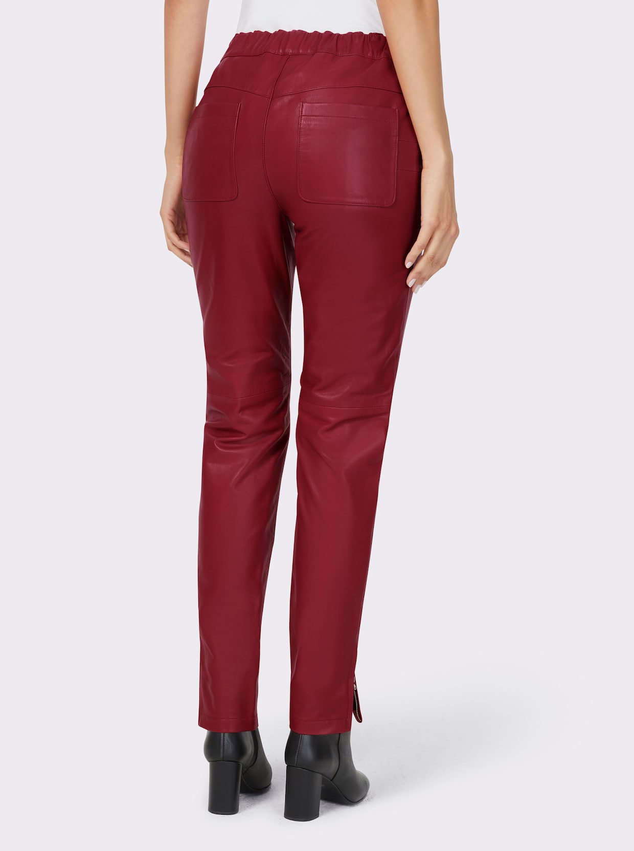 heine Pantalon en cuir - cerise