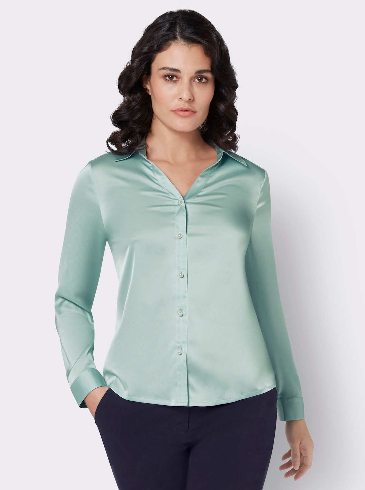 Satijnen blouse - kalkmint