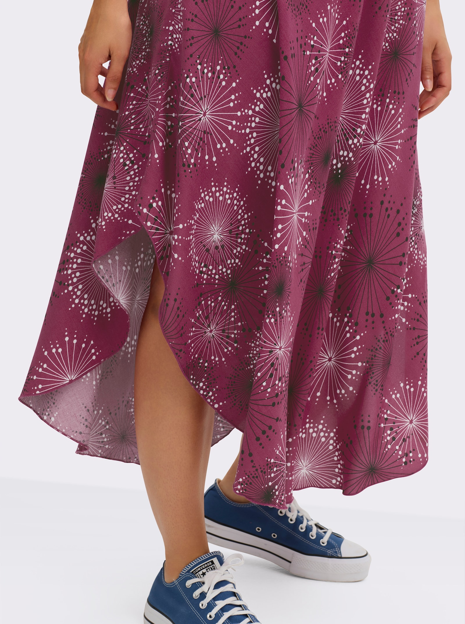 Druckkleid mit Blüten-Muster, figurumspielend - beere-graphit-bedruckt