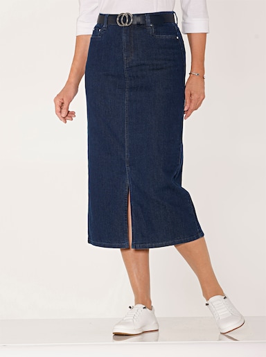 Jeansrock mit verdecktem Gehschlitz, wärmend - dark blue