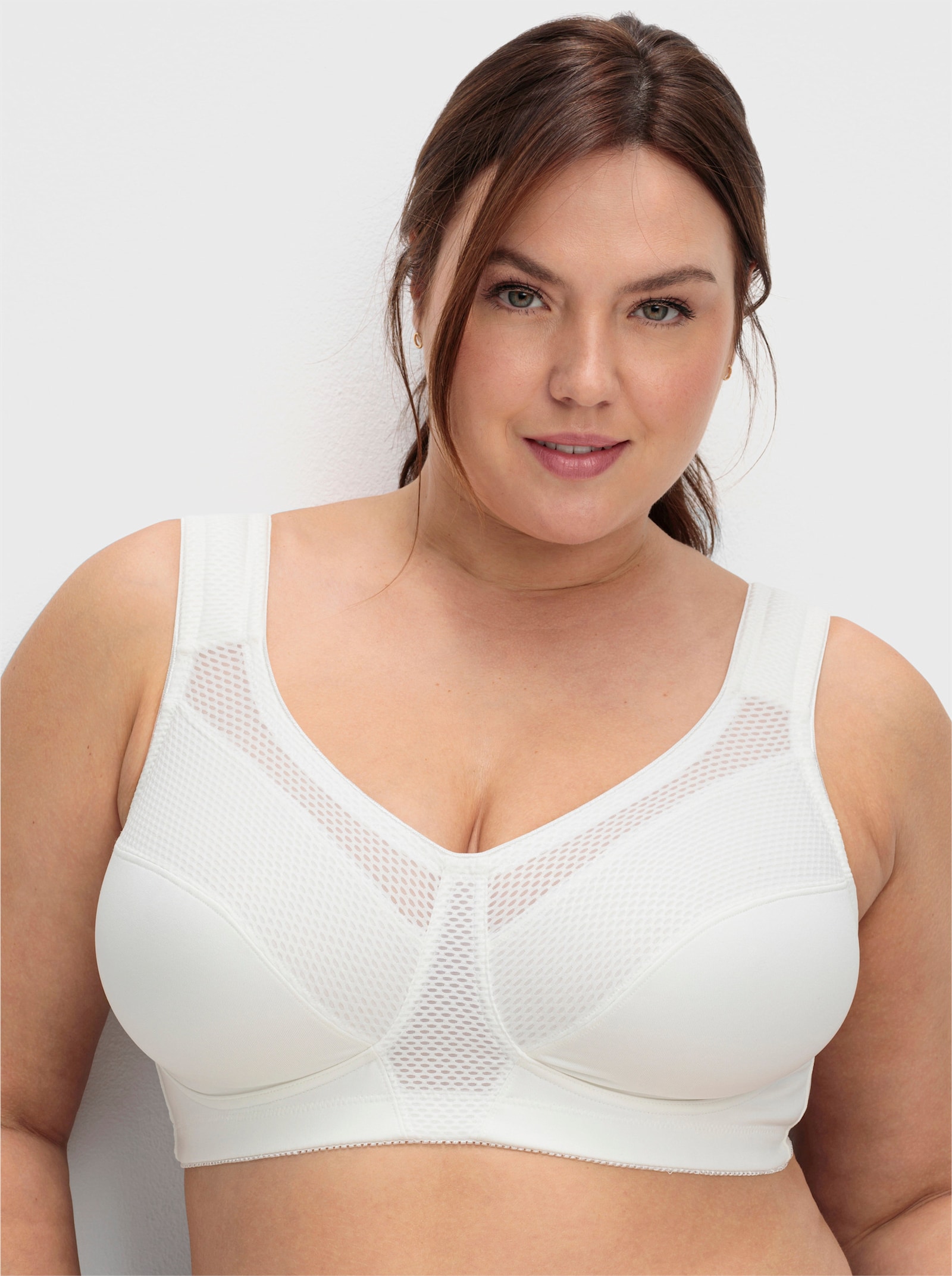 sheego Sport-BH ohne Bügel mit Netzeinsätzen - weiß