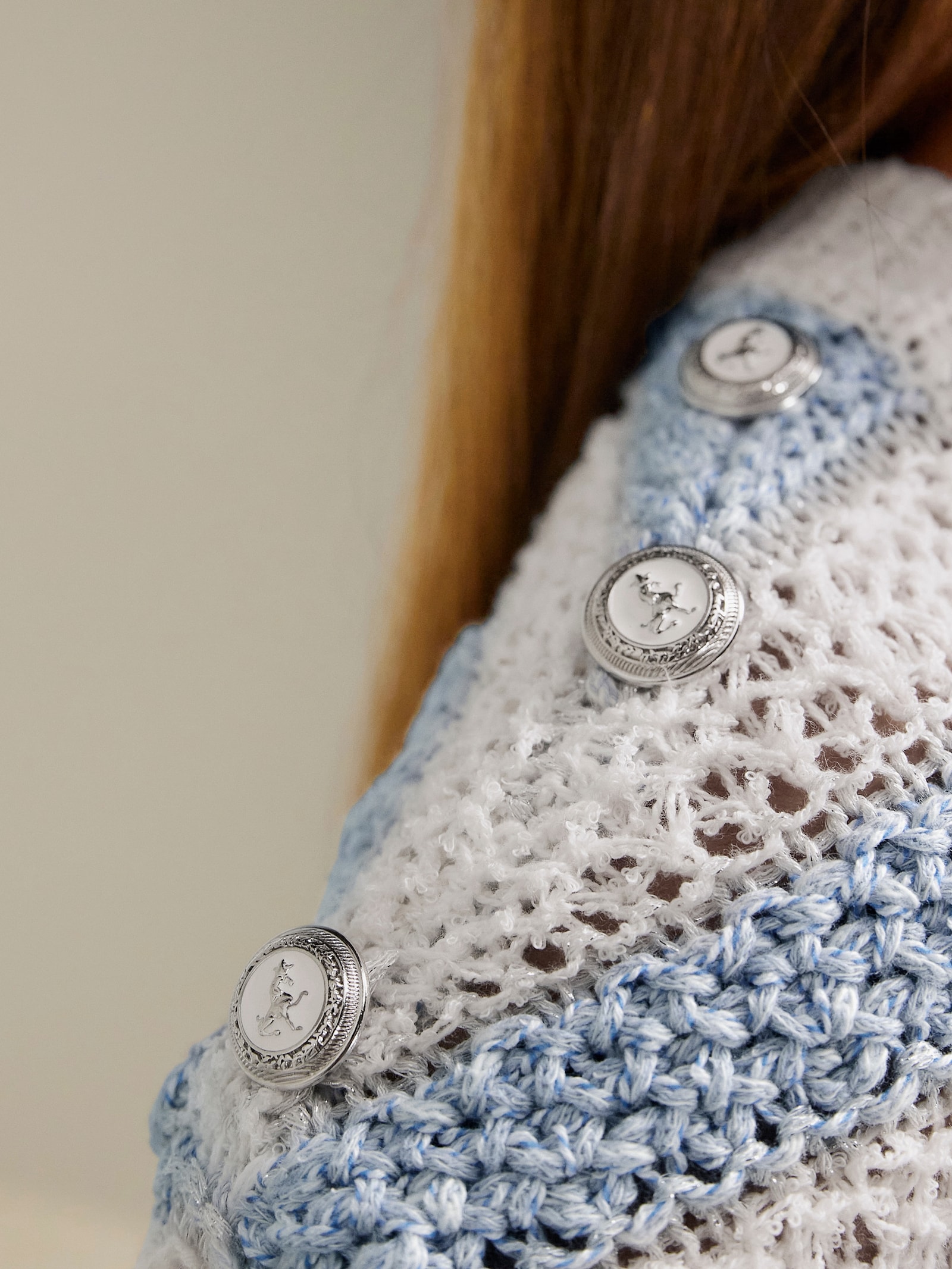 heine Streifenpullover mit Glitzergarn - ecru-hellblau-geringelt