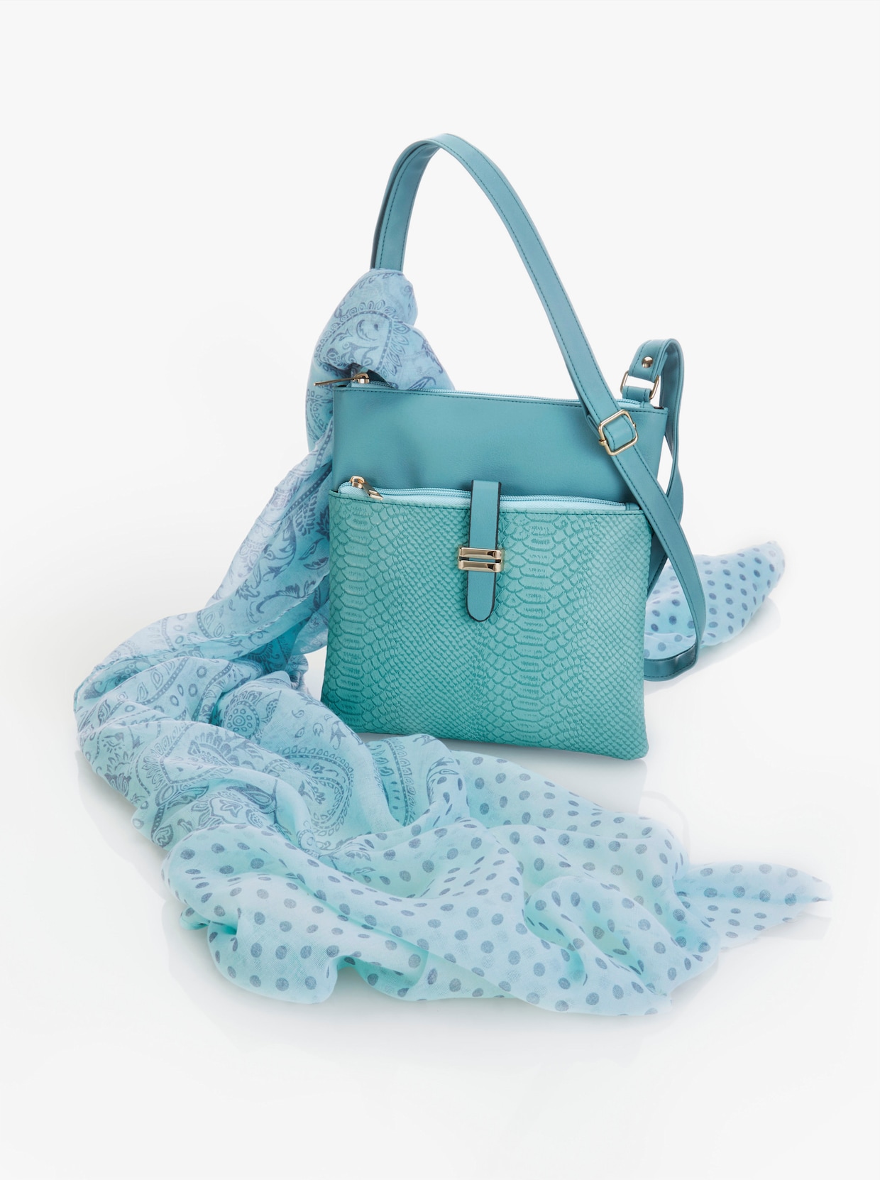 Handtasche mit Schal - bleu