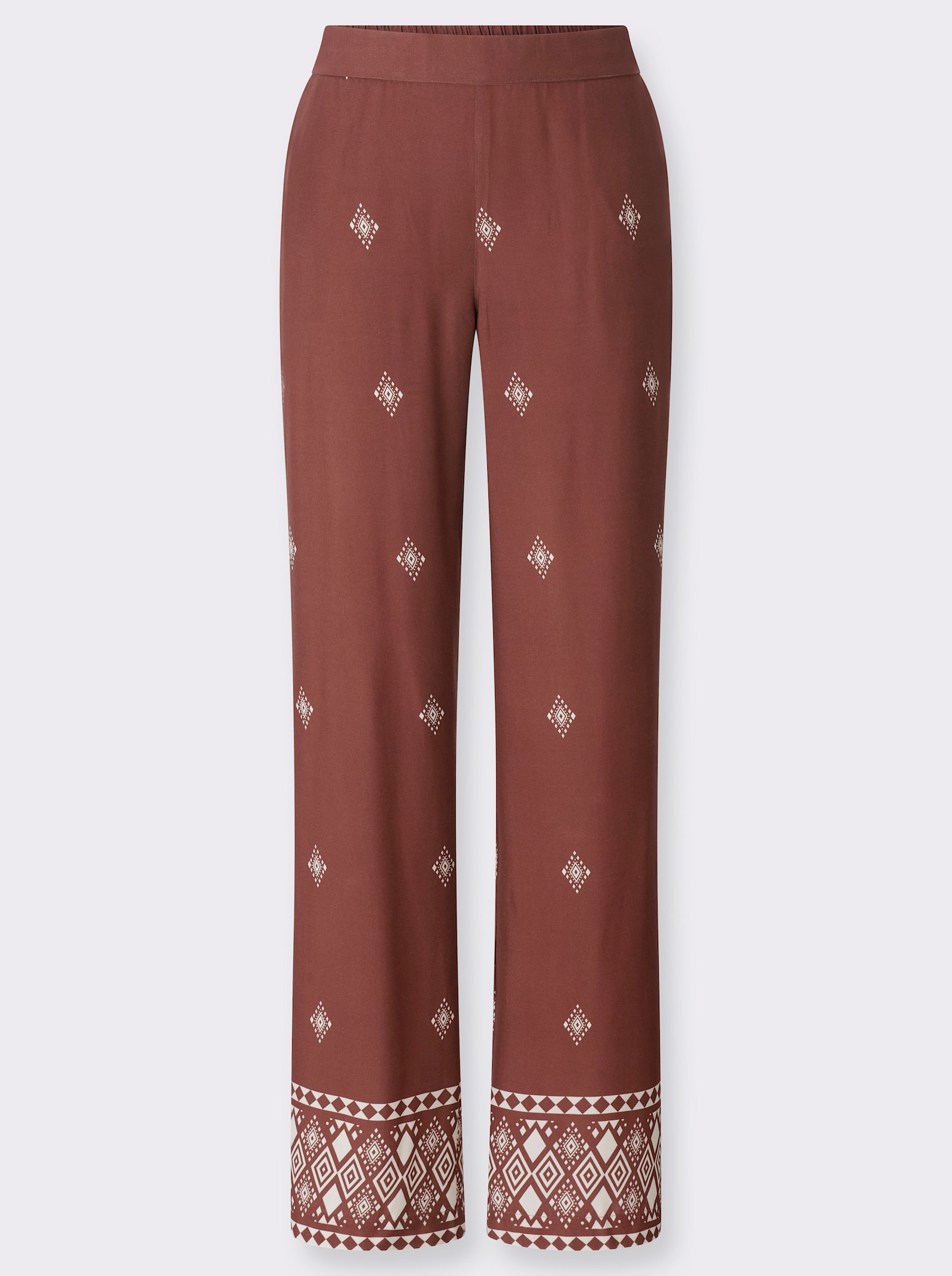 Druckhose mit Allover-Druck - rostrot-elfenbein-bedruckt