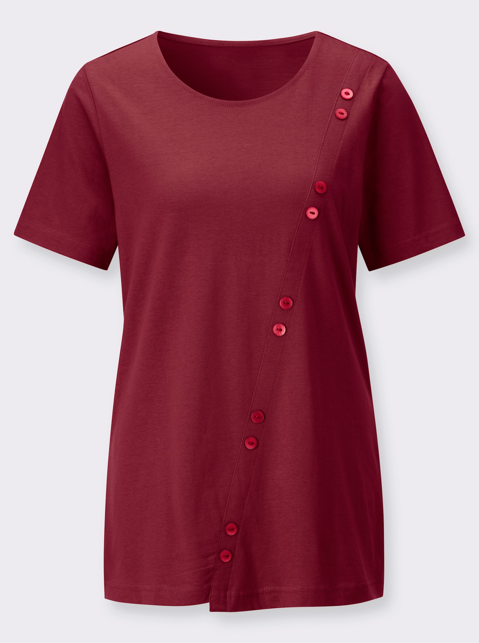 Longshirt asymmetrischer Schnitt - dunkelrot