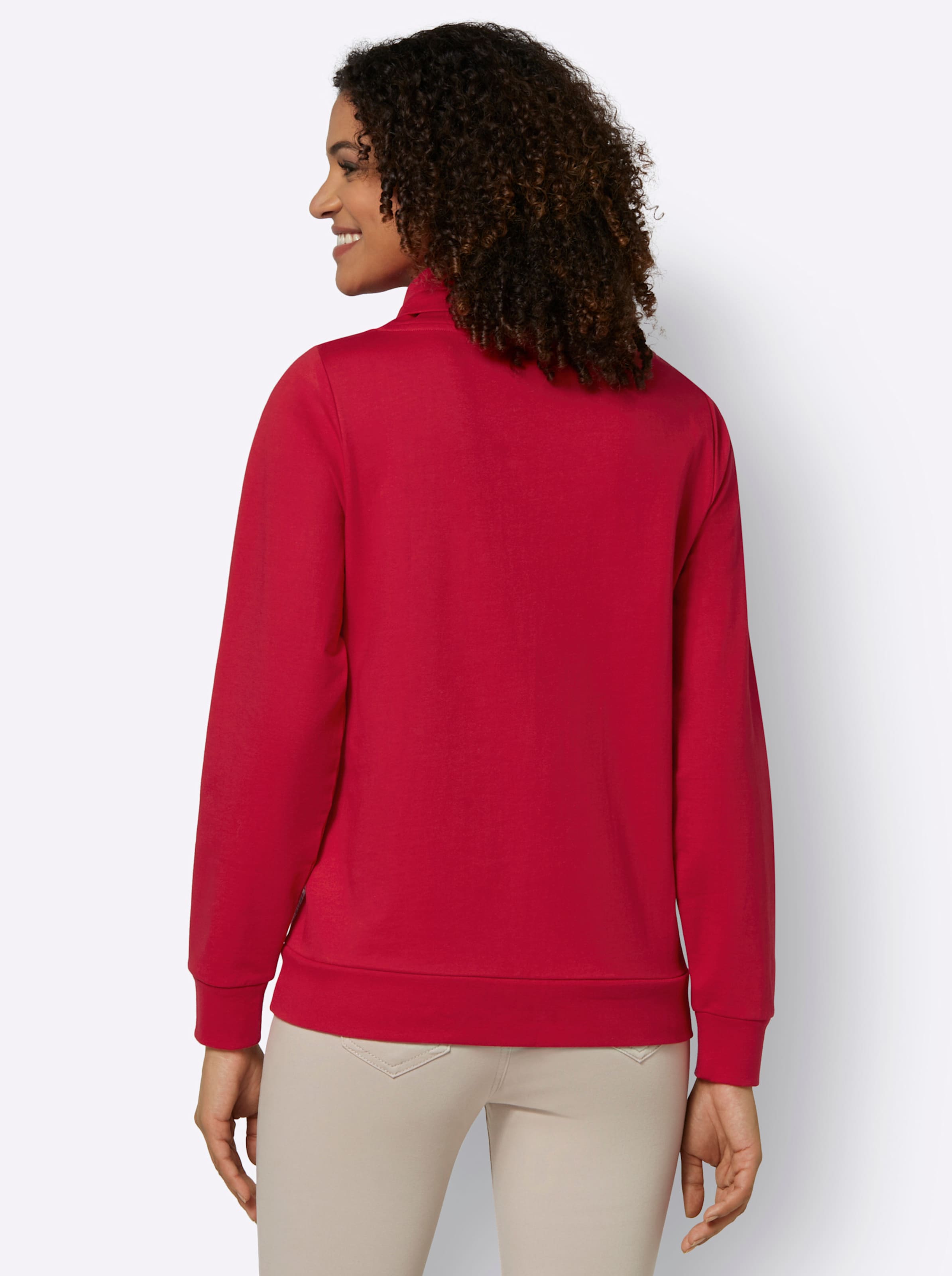 Shirt I günstig Kaufen-Sweatshirt in rot-ecru-meliert von heine. Sweatshirt in rot-ecru-meliert von heine <![CDATA[Sweatshirt im gemütlichen Lässig-Look: Der überlappende Stehkragen mit Tunnelzug und Kordel liegt absolut im Trend. Paspelierte Kängurutaschen. Lange Ärmel mi