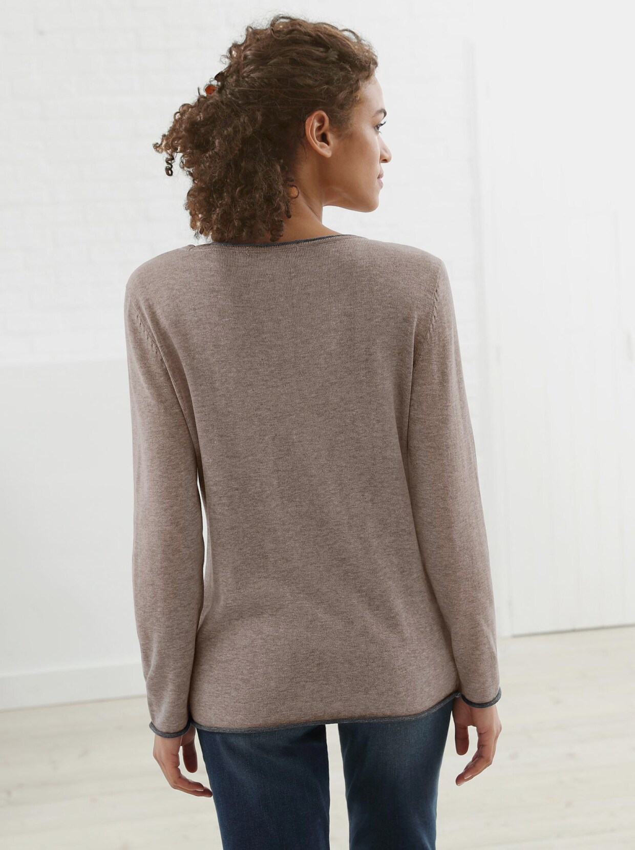 Pull encolure ronde - taupe chiné