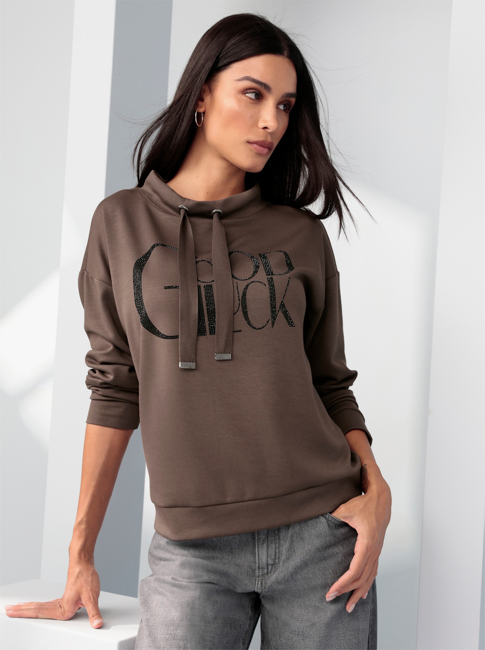 heine Sweatshirt mit Lettering-Print - schoko