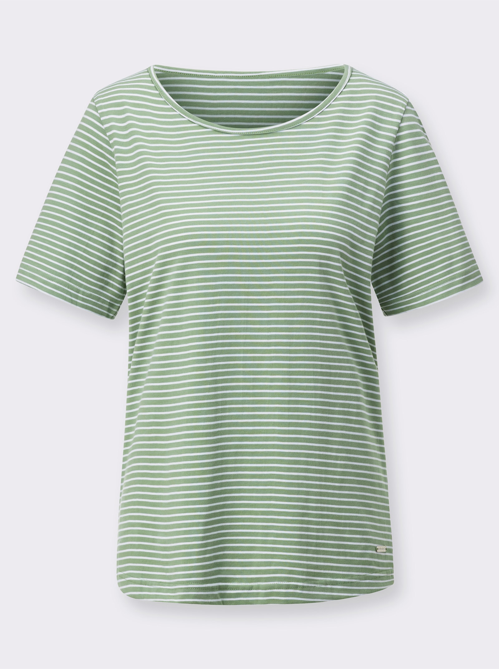 Ringelshirt mit kurzen Ärmeln - eucalyptus-ecru-geringelt