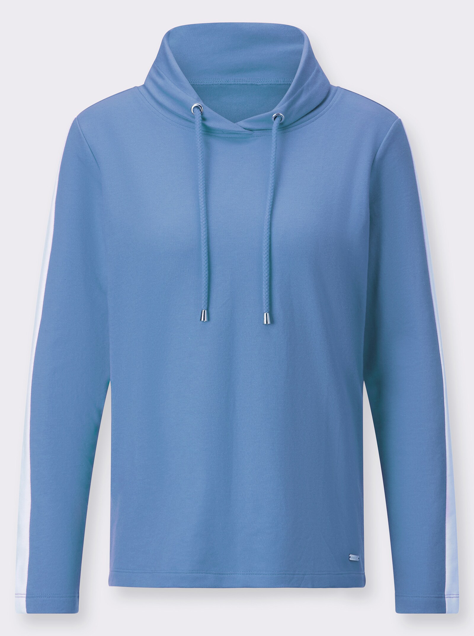 Sweatshirt mit halsfernem Stehkragen - himmelblau