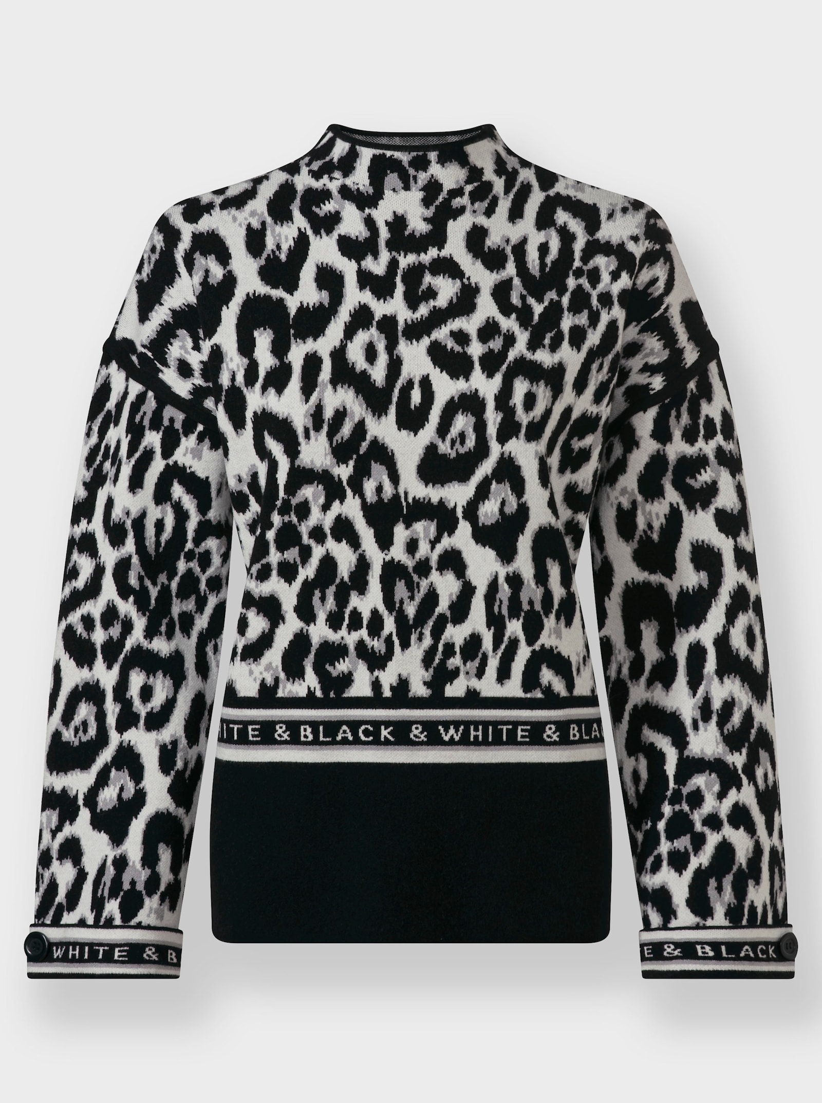 heine Pull jacquard avec inscription - noir-écru à motifs