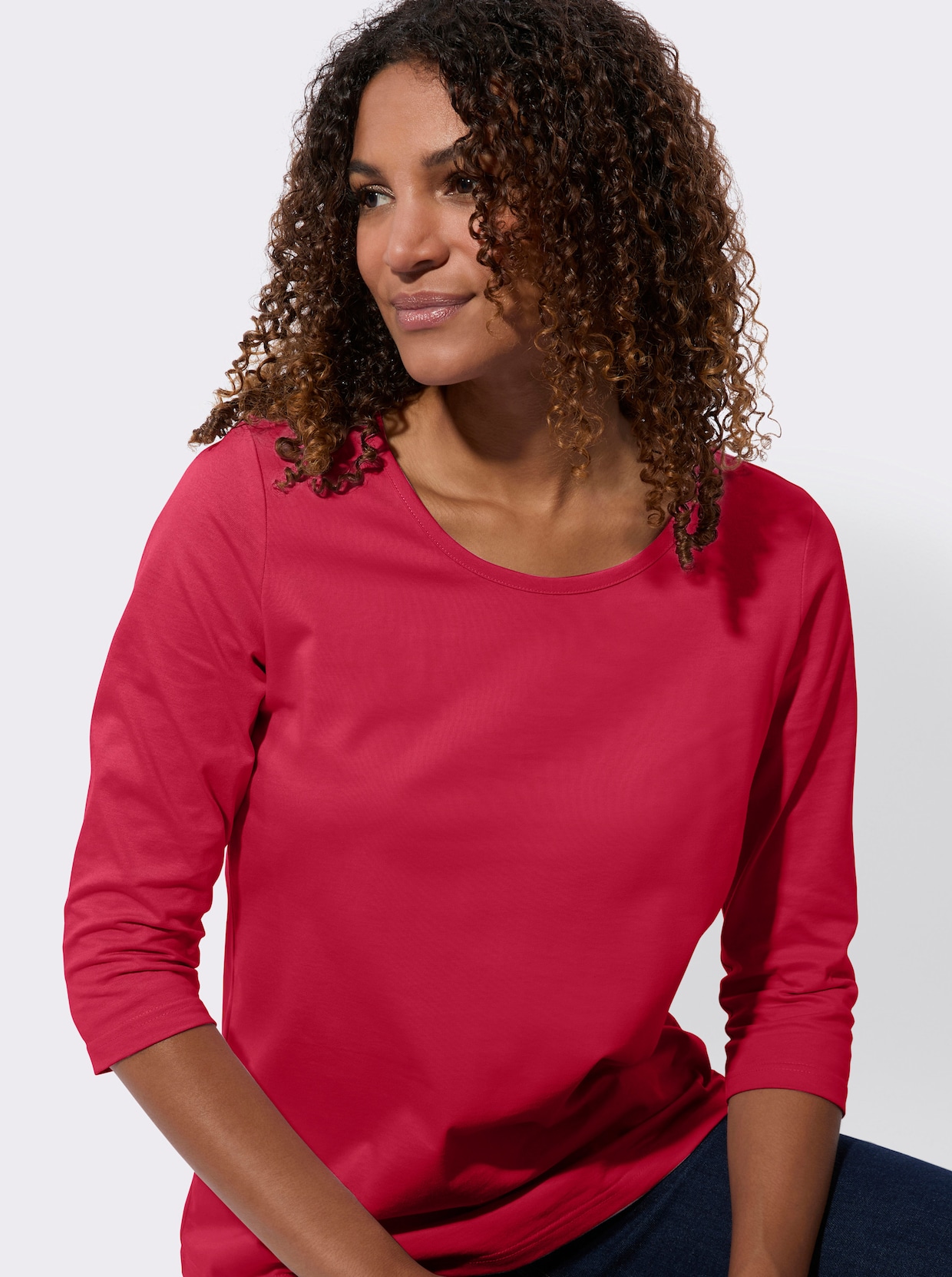 3/4-Arm-Shirt - rot + ecru