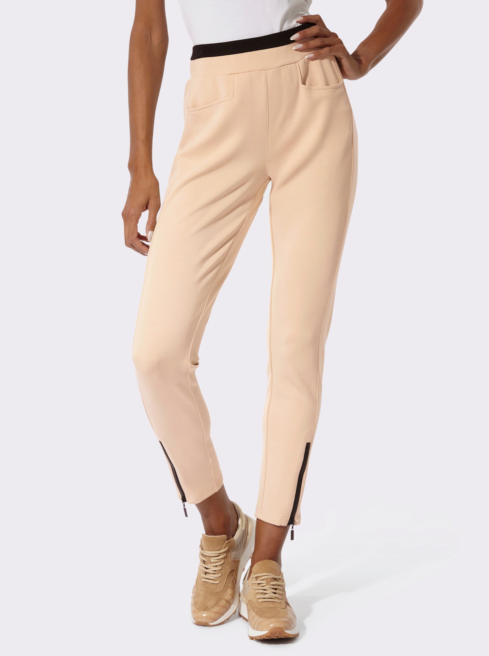 Jogg Pants mit Zier-Reißverschlüssen - sand