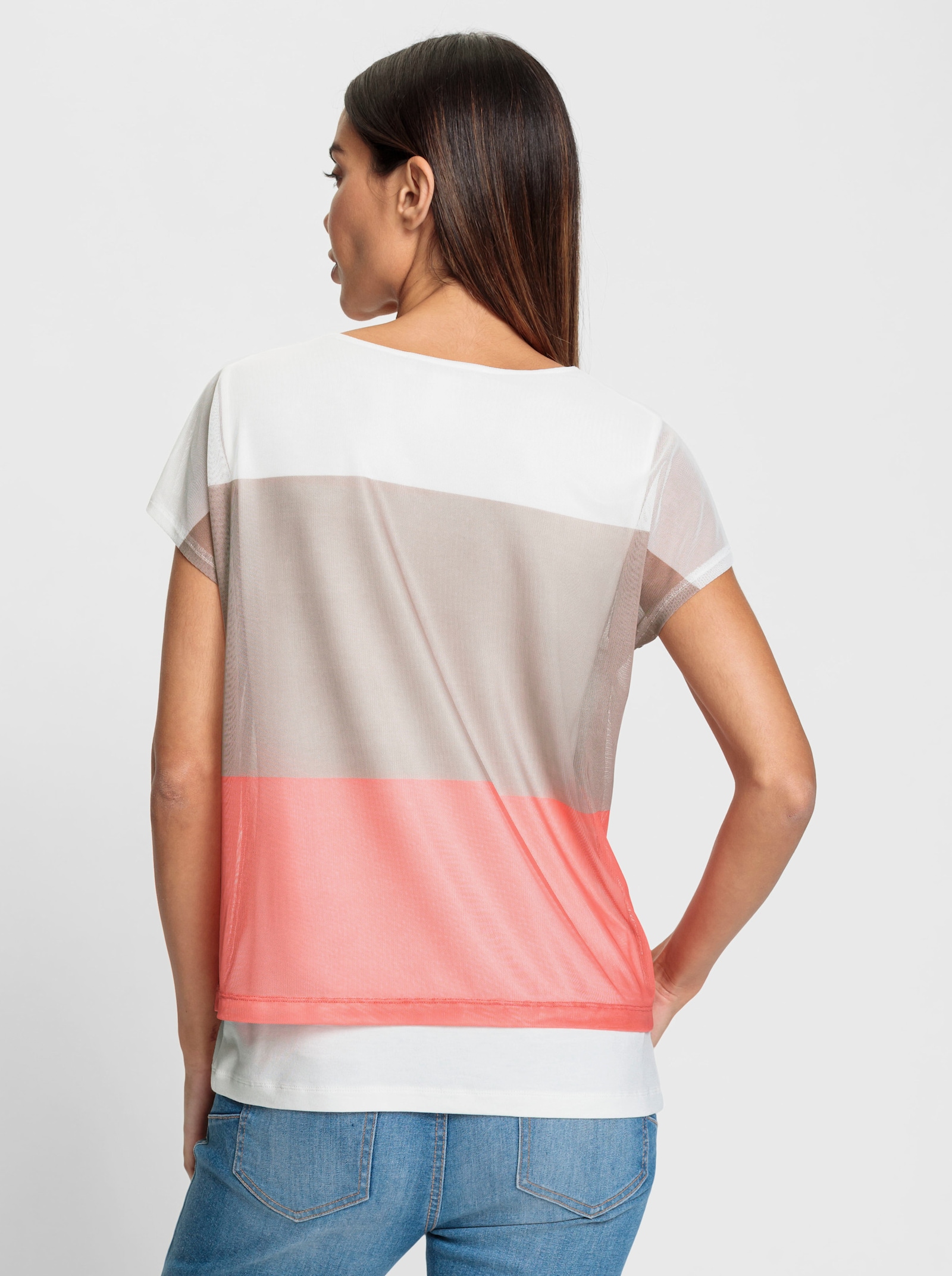 heine Print-Shirt im Lagenlook - ecru-sesam-bedruckt