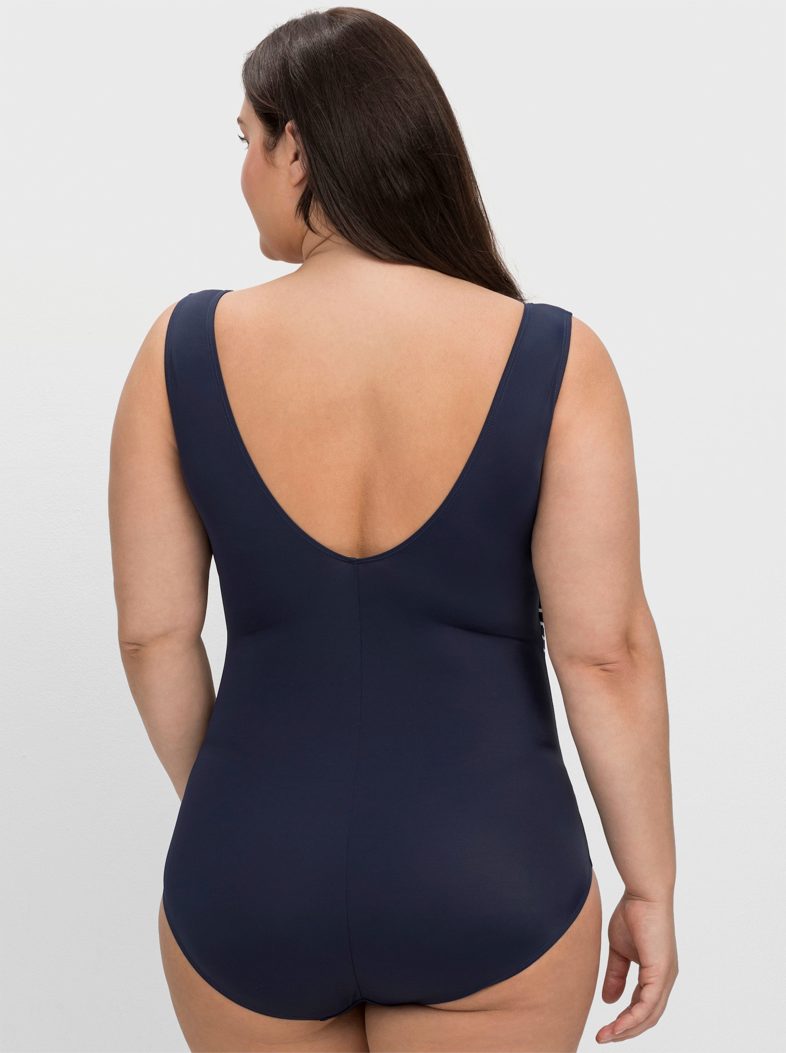 sheego Badeanzug in Wickeloptik - marine