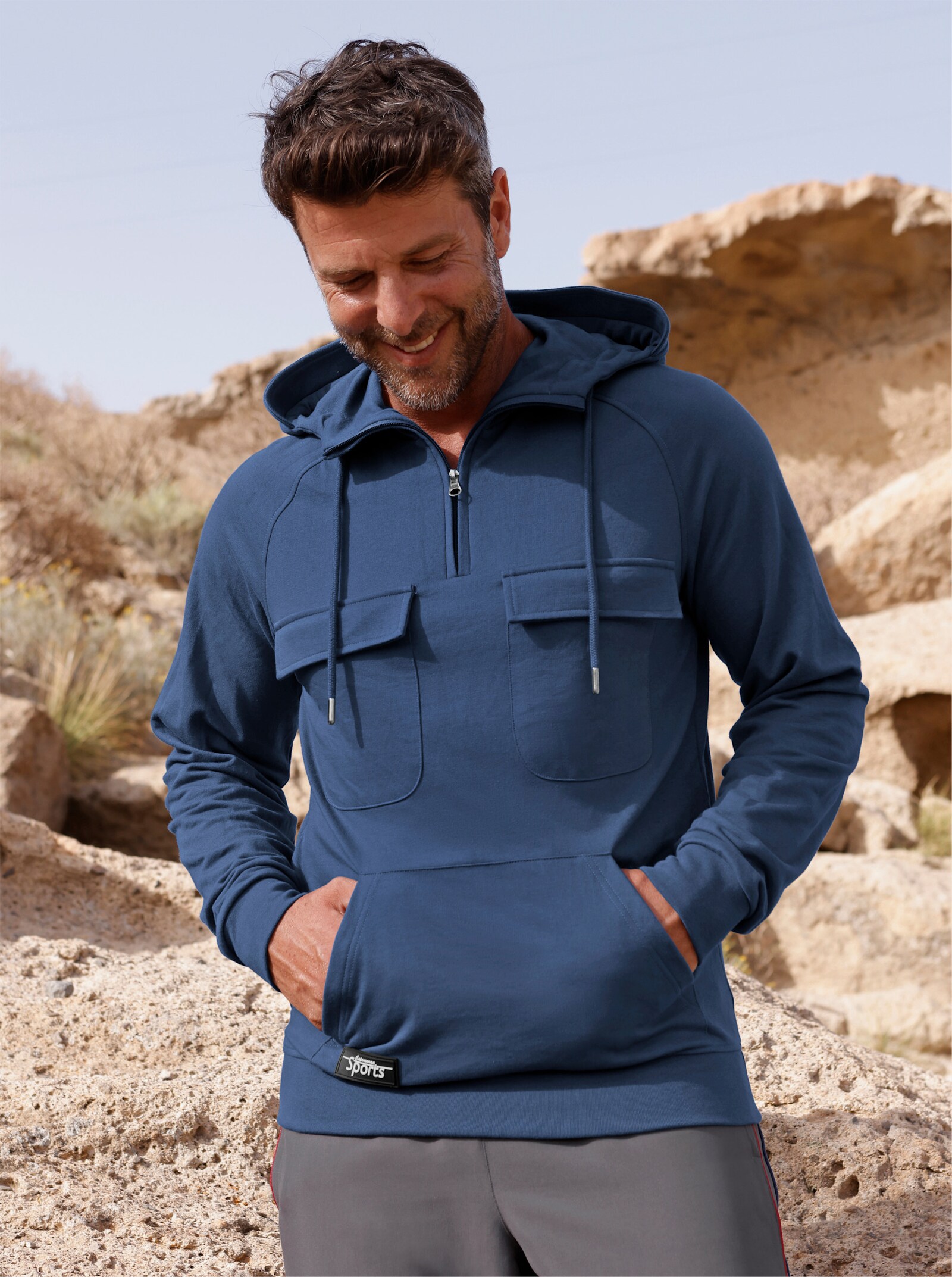 Catamaran Sports Sweatshirt mit Känguru-Tasche - jeansblau