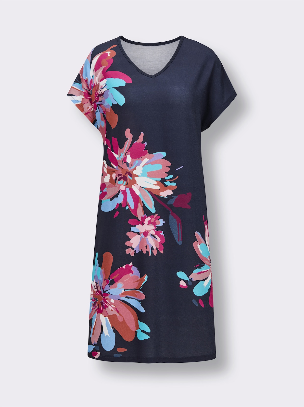wäschepur Sleepshirt - marine-fuchsia-bedruckt
