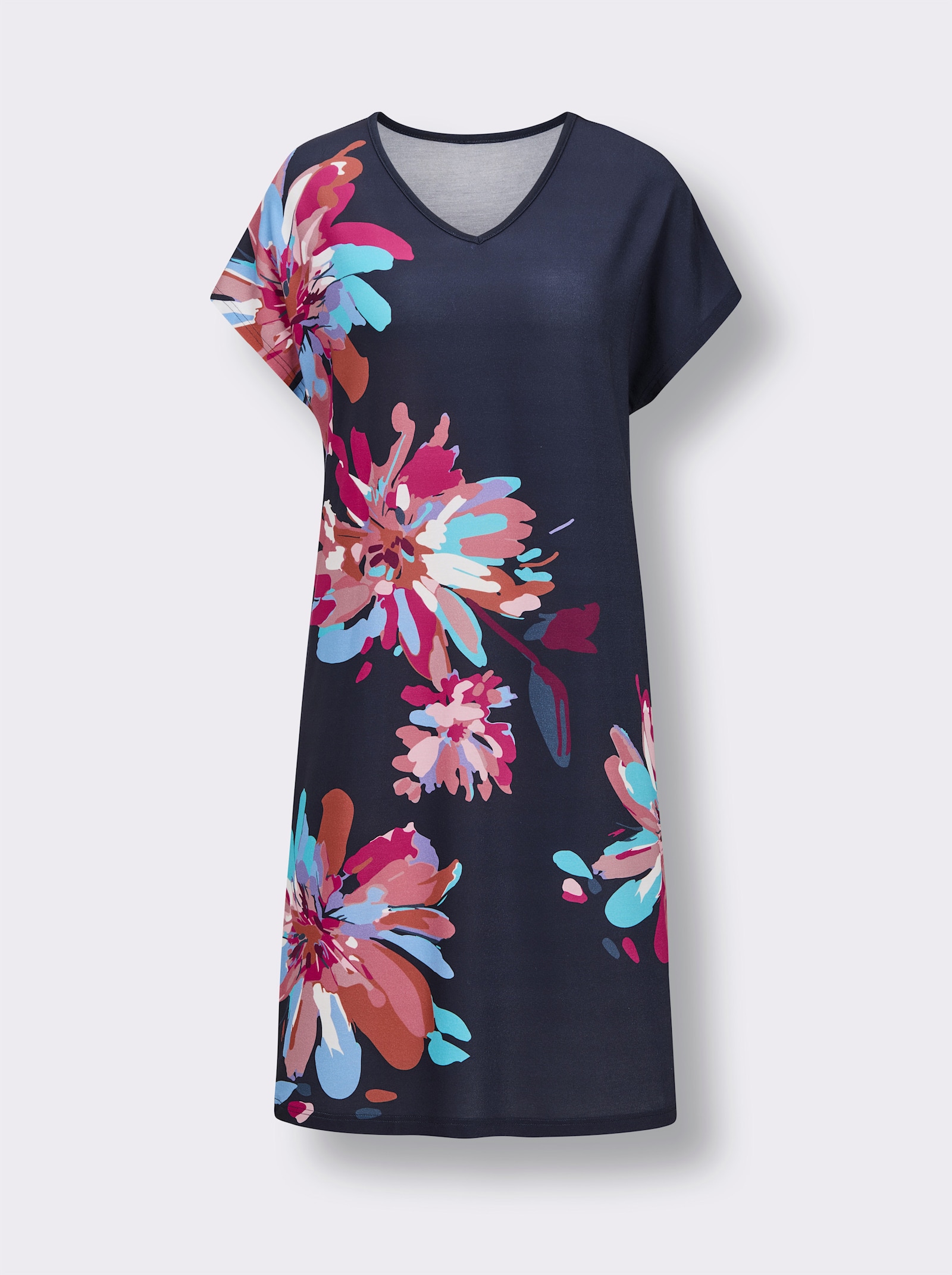 wäschepur Nachthemd - marine/fuchsia bedrukt