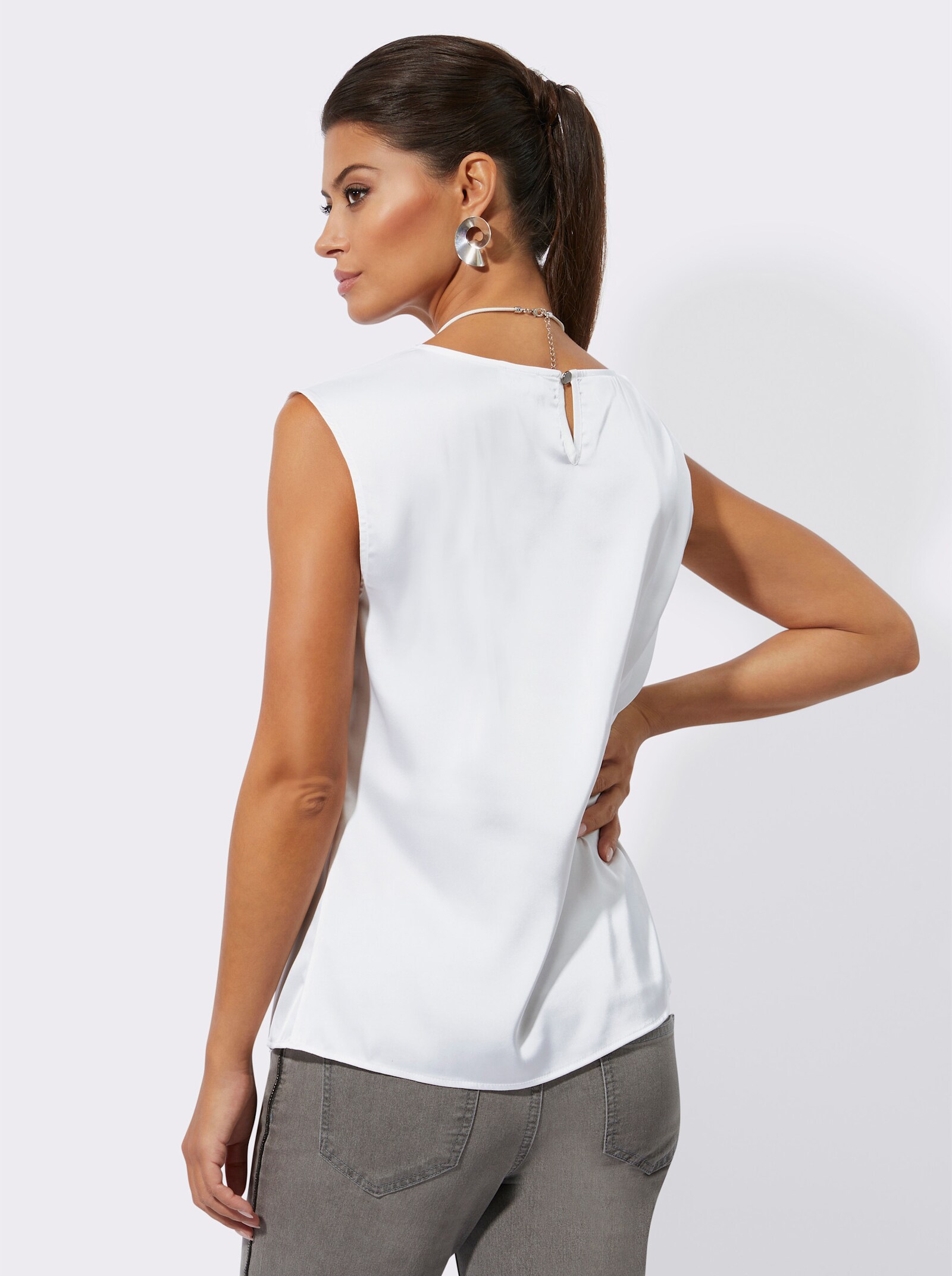 Blusentop aus schimmerndem Satin - ecru