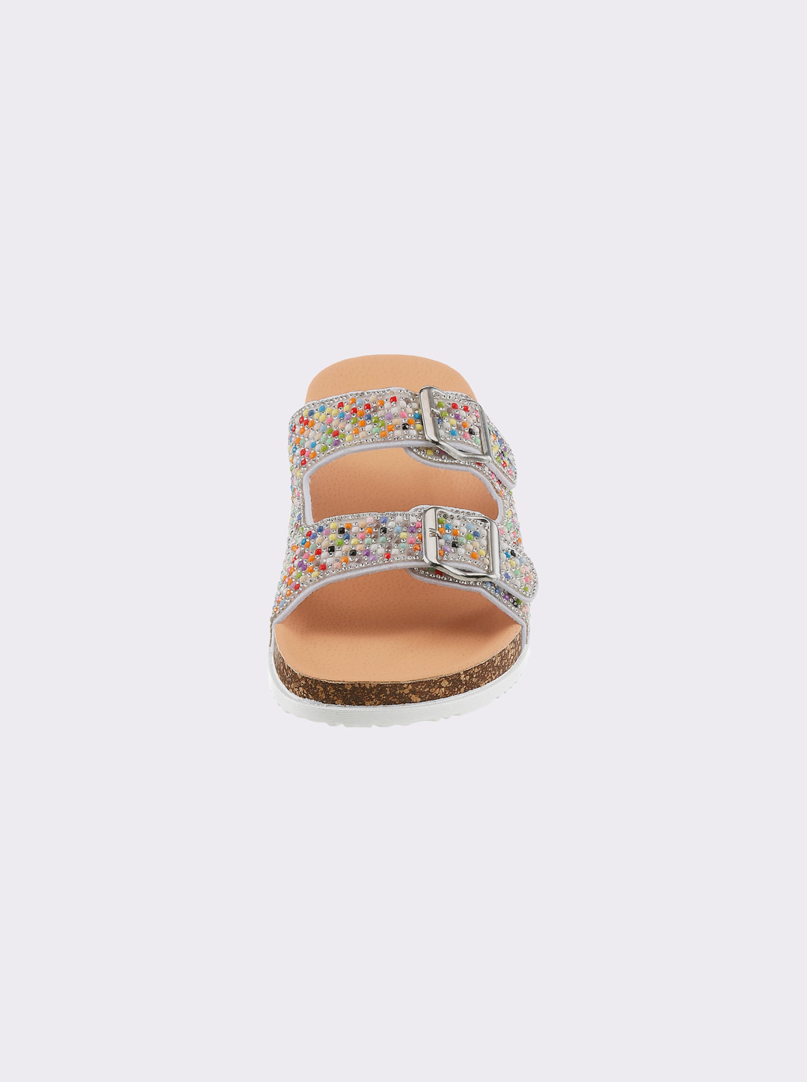 Badepantolette mit Ziersteinchen - weiß