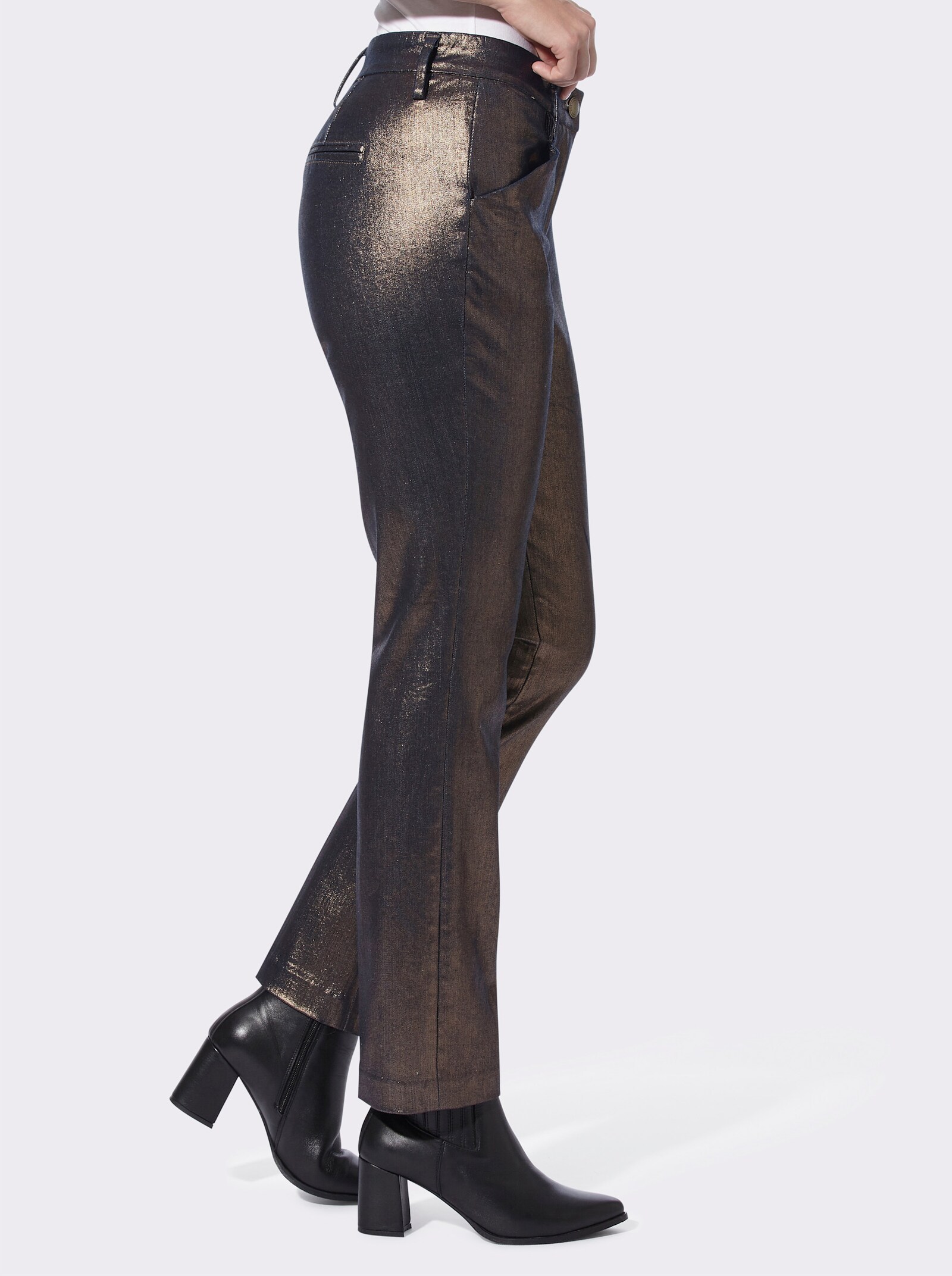 heine Hose mit Glanzeffekt - schoko