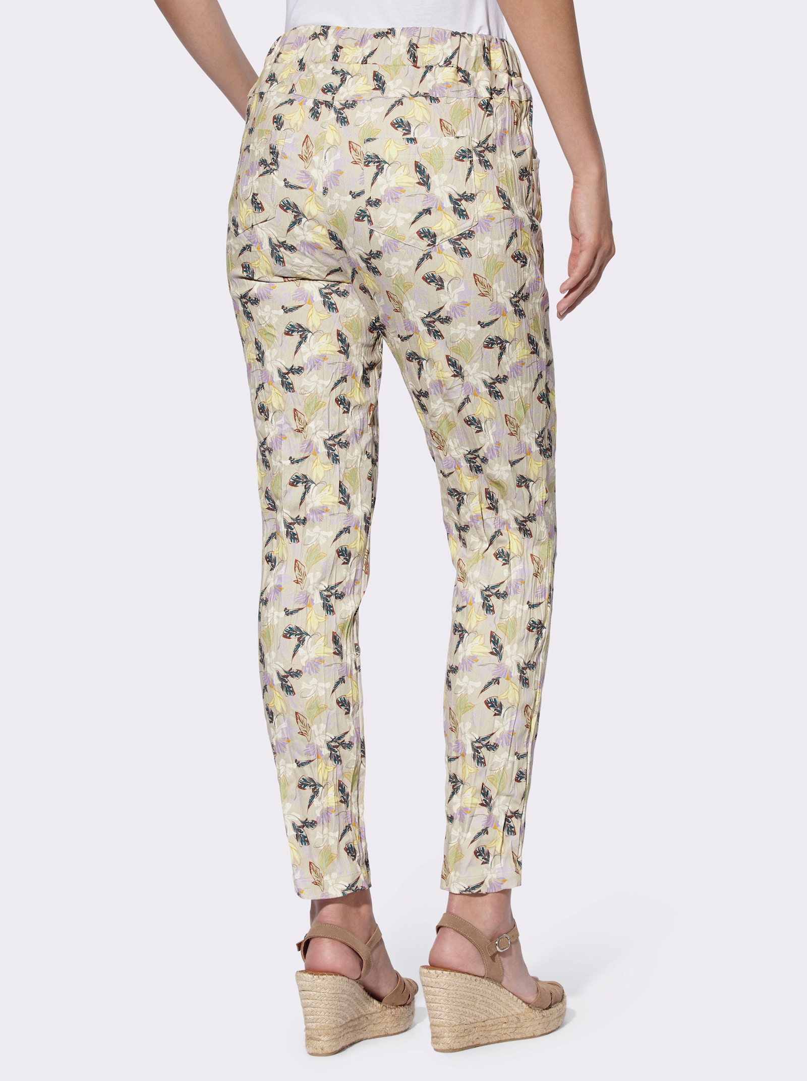 heine Druckhose in schmaler Beinform - sand-ocker-bedruckt