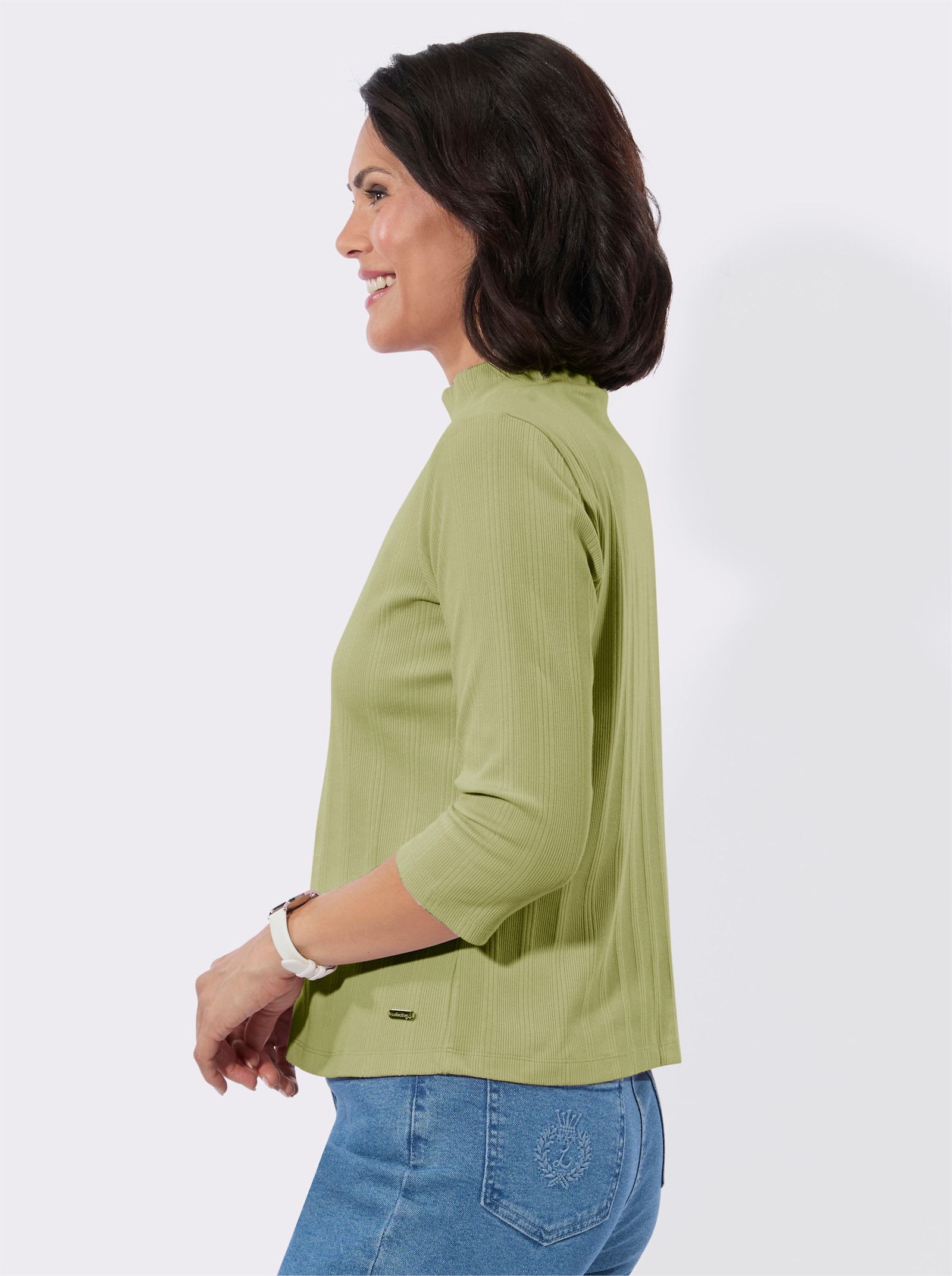 Stehkragenshirt im Jacquardmuster - lindgrün