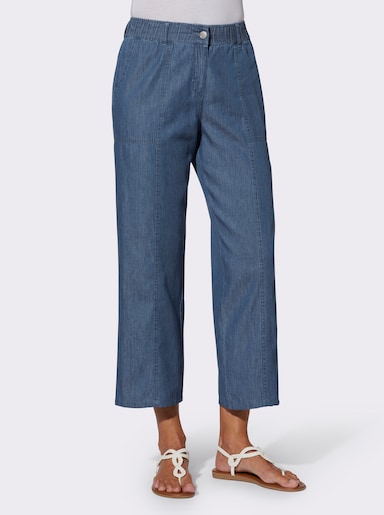 7/8-Jeans mit Ziernaht vorne, weites Bein - blue-stone-washed