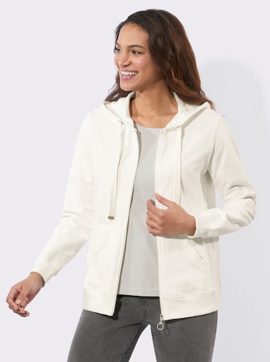 Sweatjacke mit Känguru-Taschen - ecru